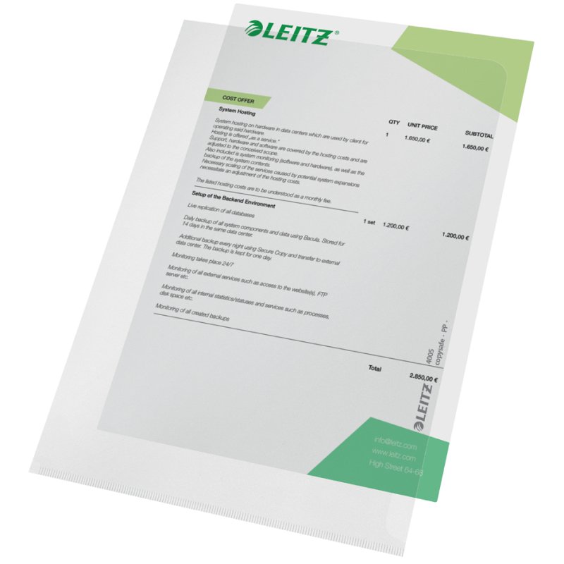 LEITZ document sleeves A5, transparent textured, structured PP plastic, 0.13 mm, 100 pieces