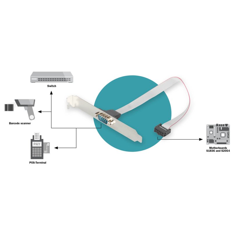 DIGITUS câble adaptateur plaque de verrouillage, gris, Sub-D 9-broches vers IDC 5-broches, 0,25 m
