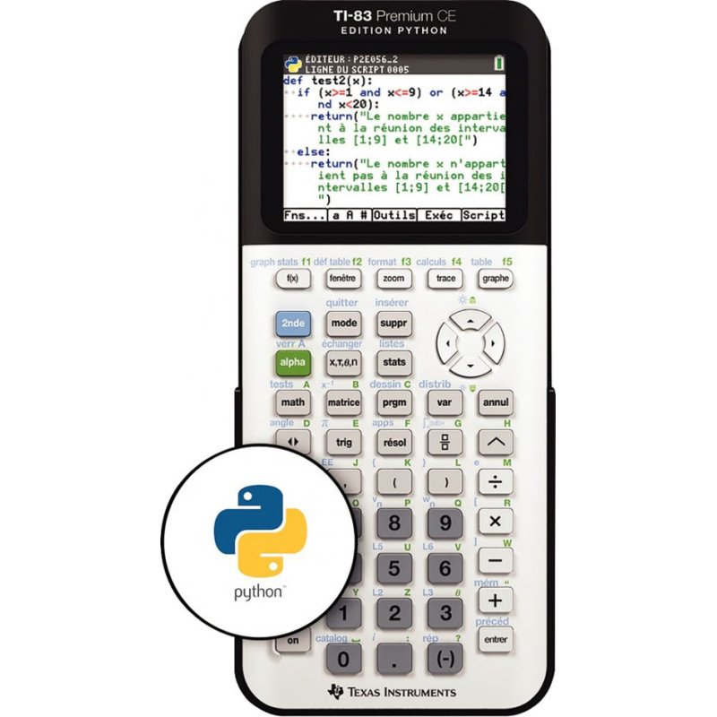 TEXAS INSTRUMENTS TI-83 Premium CE calculatrice graphique, écran couleur, batterie rechargeable