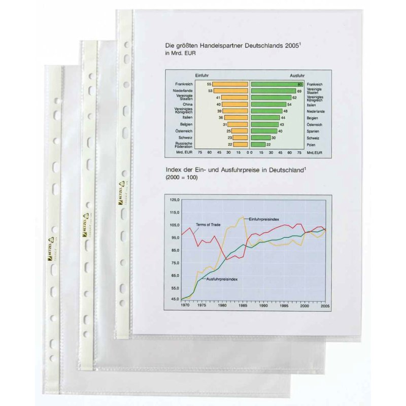 HETZEL Pochettes de documents Economic A5, PP structuré 0,05 mm, 100 pièces