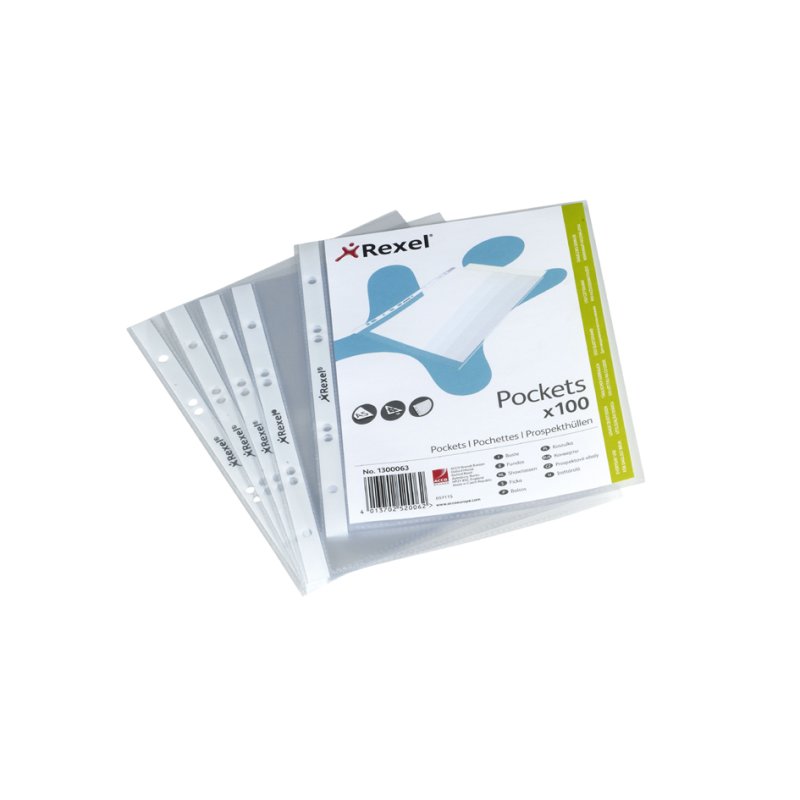 REXEL pochettes transparentes A5, PP cristal clair 0,08 mm, 100 pièces