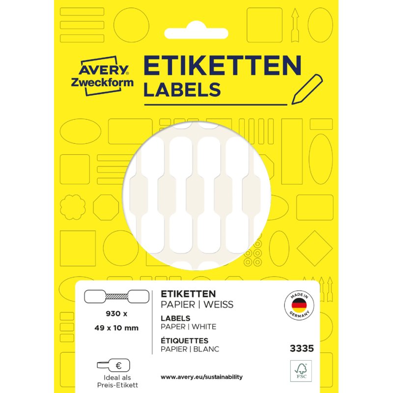 AVERY Zweckform étiquettes adhésives, blanc, 49×10 mm, 924 pièces