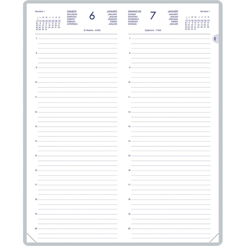 LECAS Agenda Journalière 2026 Format Horizontal Noir