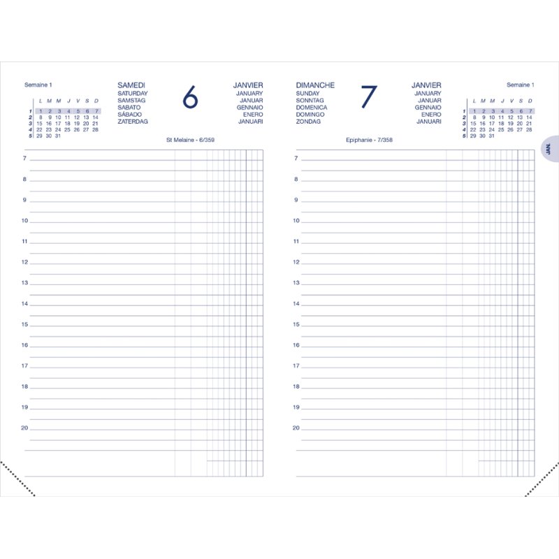 LECAS Agenda Quotidien Comptoir 2026, 150 x 270 mm, noir