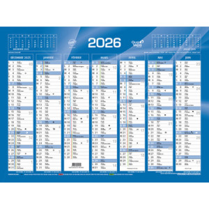 QUO VADIS bankkalender 2026, blauw, 430 × 335 mm, 13 maanden