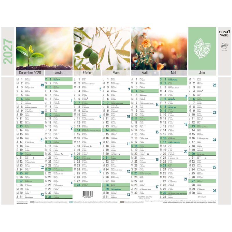 QUO VADIS Equology wall calendar, 550 x 405 mm, 2027