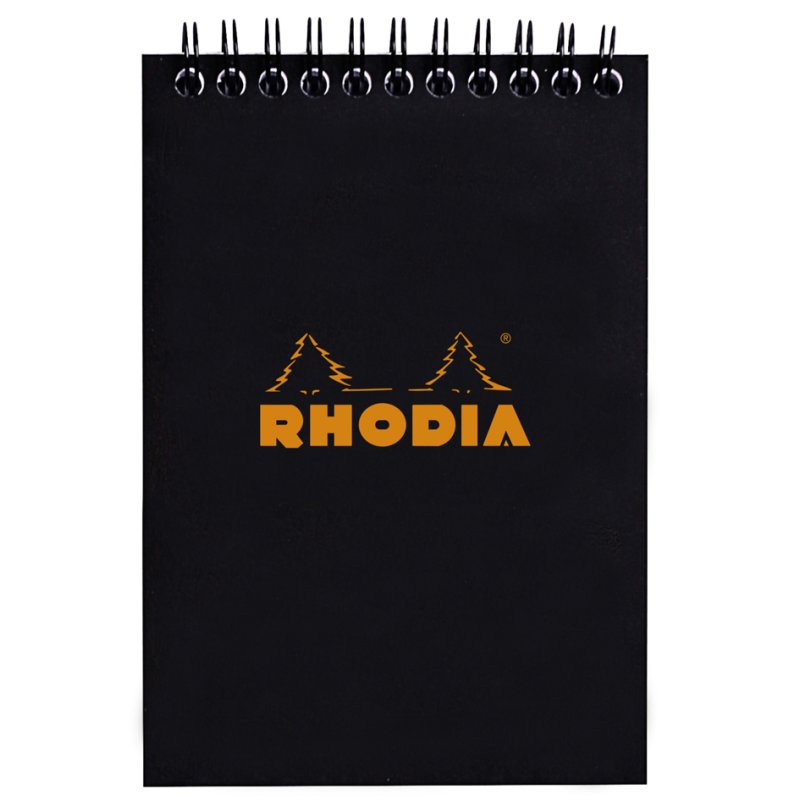 RHODIA bloc spiralé A6 quadrillé, noir, 80 feuilles