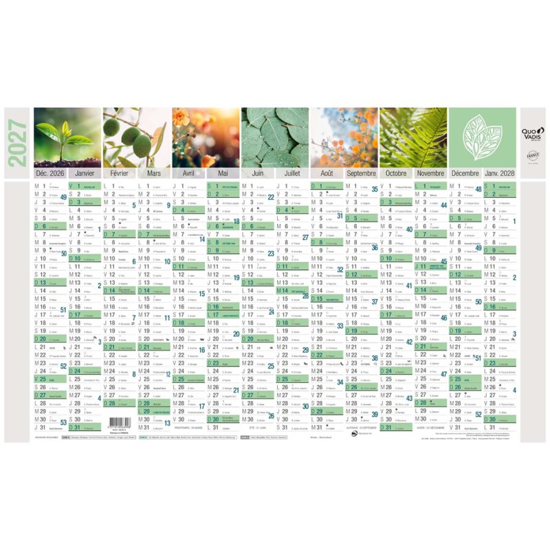 QUO VADIS Equology wall calendar, 650 x 430 mm, 14 months, recycled paper