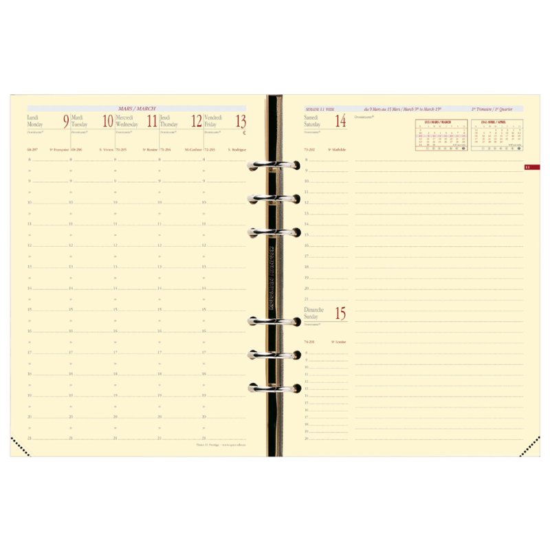 QUO VADIS Timer21 refill, 1 week per 2 pages, 16 months, 150×210 mm