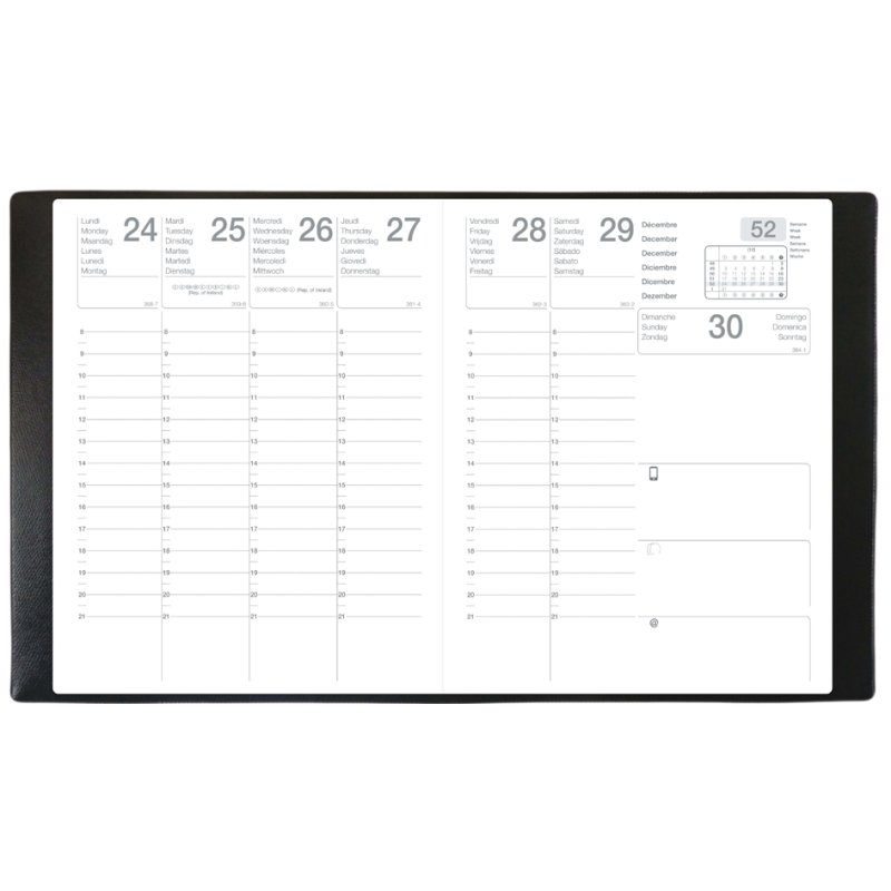 QUO VADIS agenda Mercure 2027, noir, 1 semaine par 2 pages