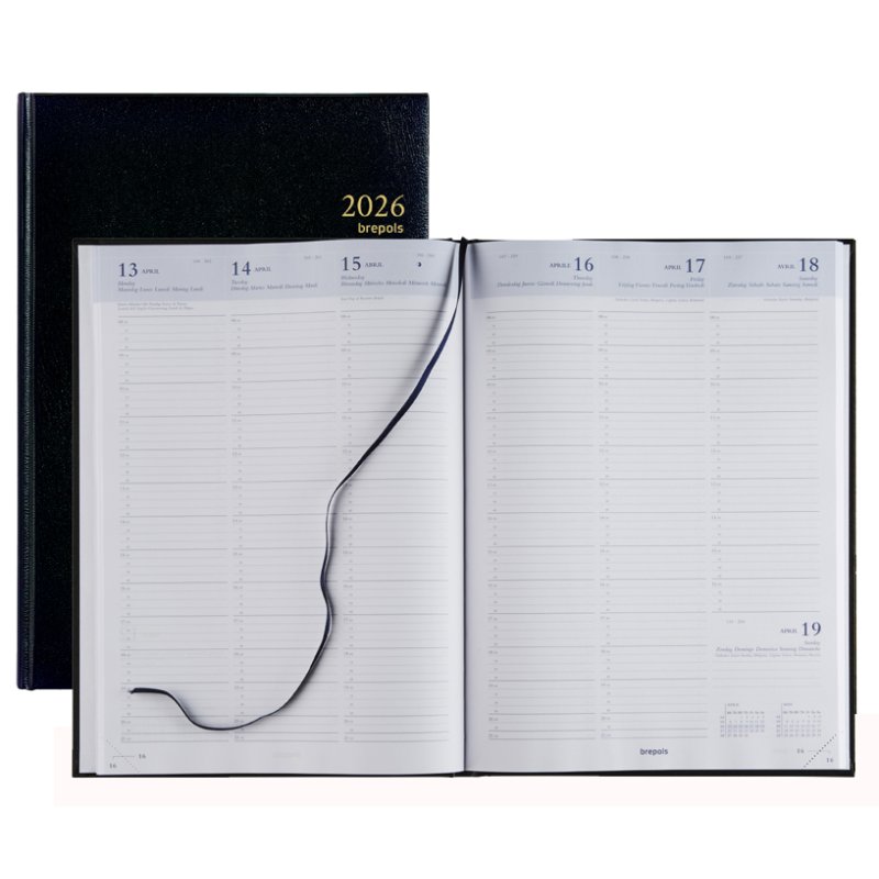 Brepols Buchkalender OMEGA 30 2026, 210 x 290 mm, zwart