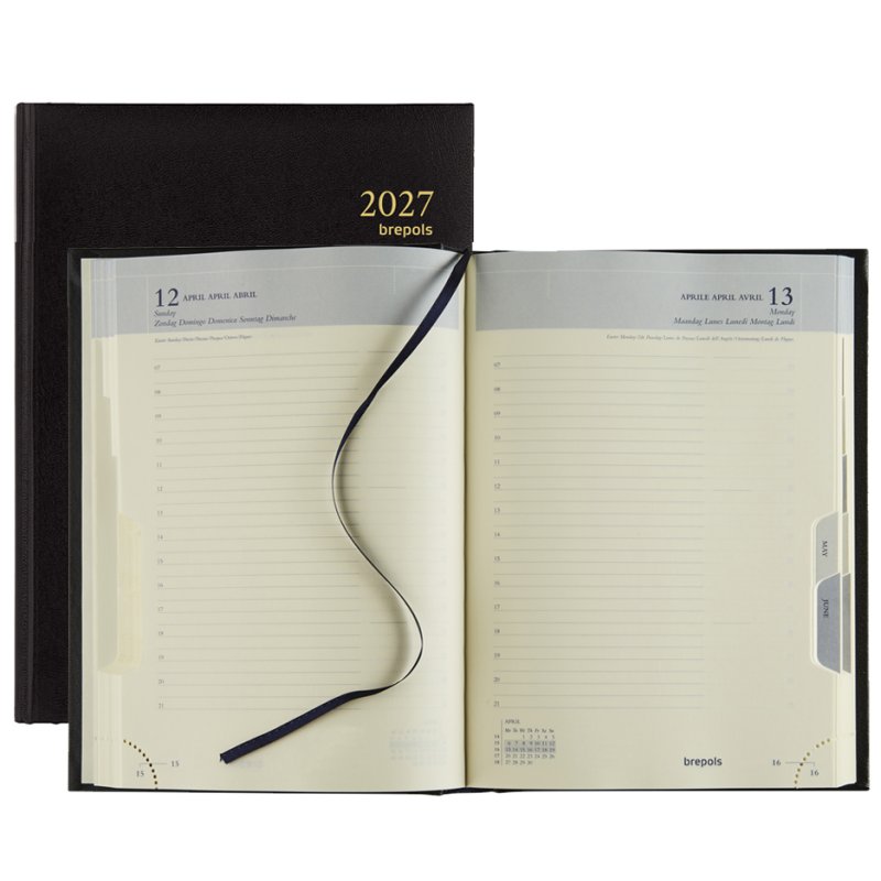 Brepols Agenda Euro 2026 noir A5 calendrier