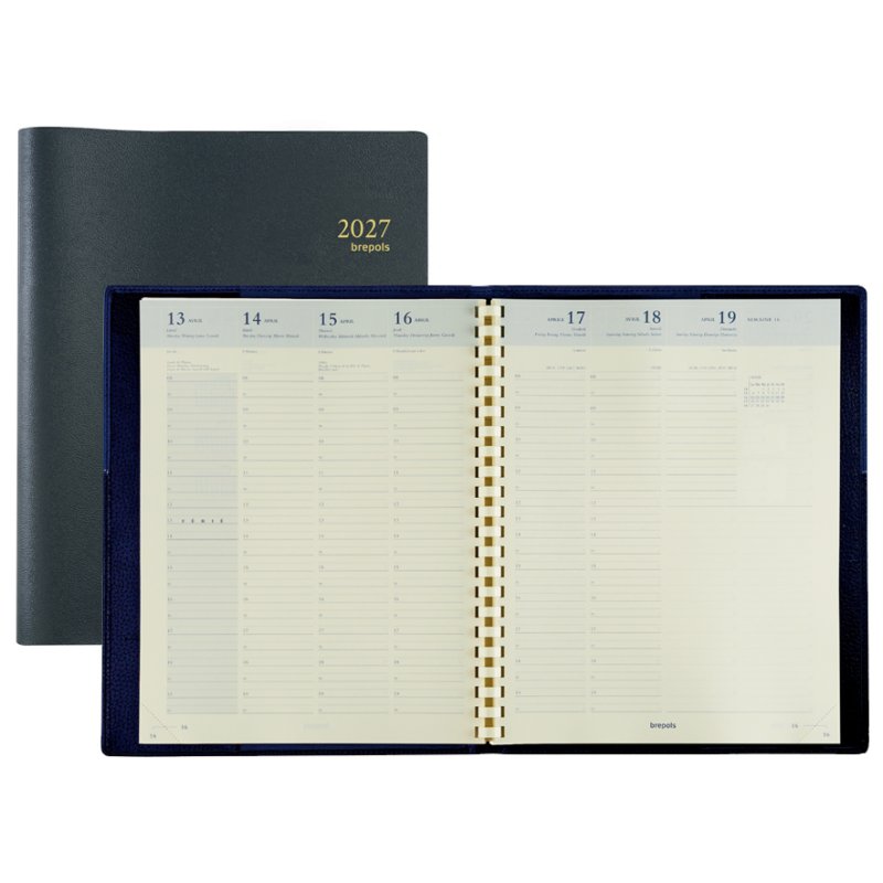 Brepols boekenkalender OMEGA 27 2026 zwart spiraal 21x27cm