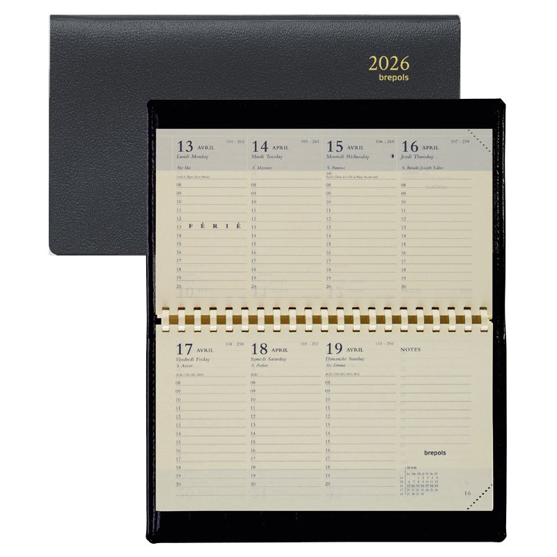 Brepols weekagenda ACCENT 2026, 90 x 160 mm, zwart