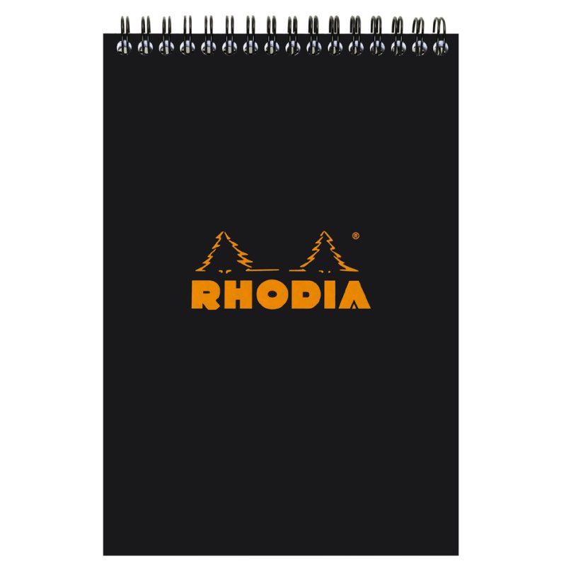 RHODIA bloc à spirale A5, quadrillé, noir, 80 feuilles