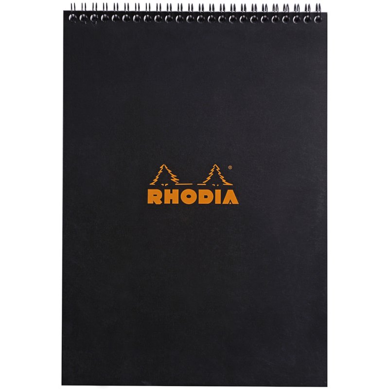 RHODIA bloc-notes spiralé A4, quadrillé, noir, 80 feuilles