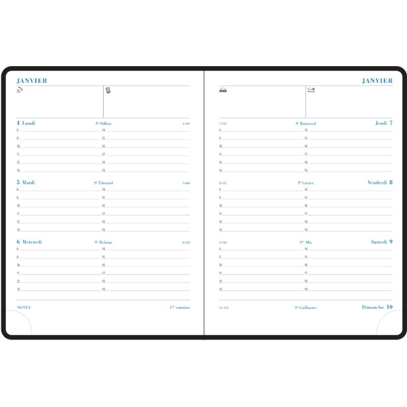Agenda de bureau Pratic 19, 2025, Barbara, noir