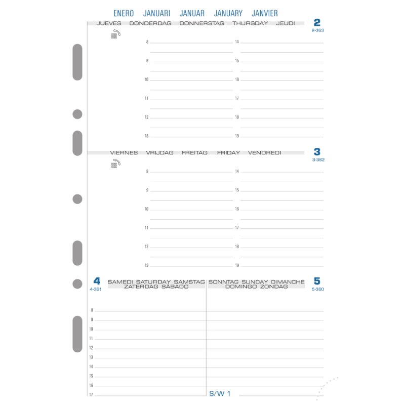 EXACOMPTA recharges pour agenda Exatime 21, papier blanc, 140×210 mm, 32 feuilles
