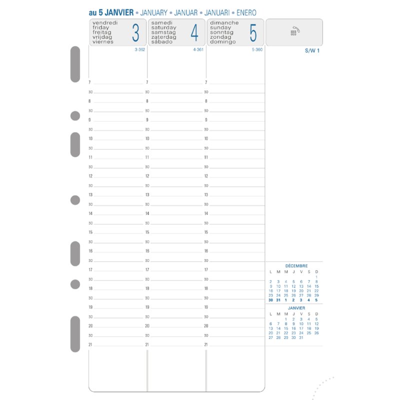 EXACOMPTA recharge organiseur Exatime 21, 2026, 210×142 mm, 1 semaine par 2 pages