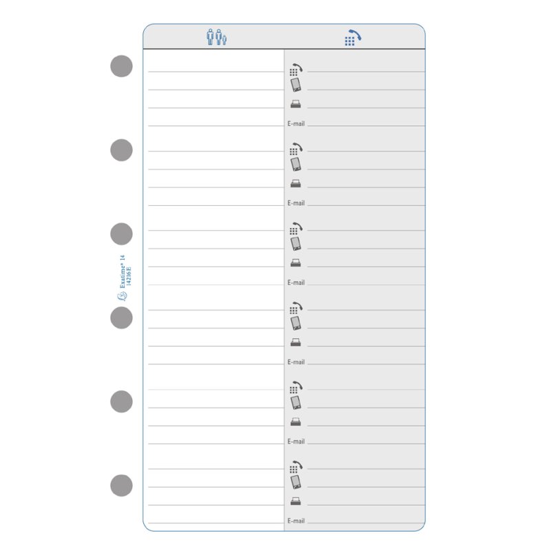 EXACOMPTA navulling voor agenda Exatime 14, geruit, 81×126 mm, 5 stuks