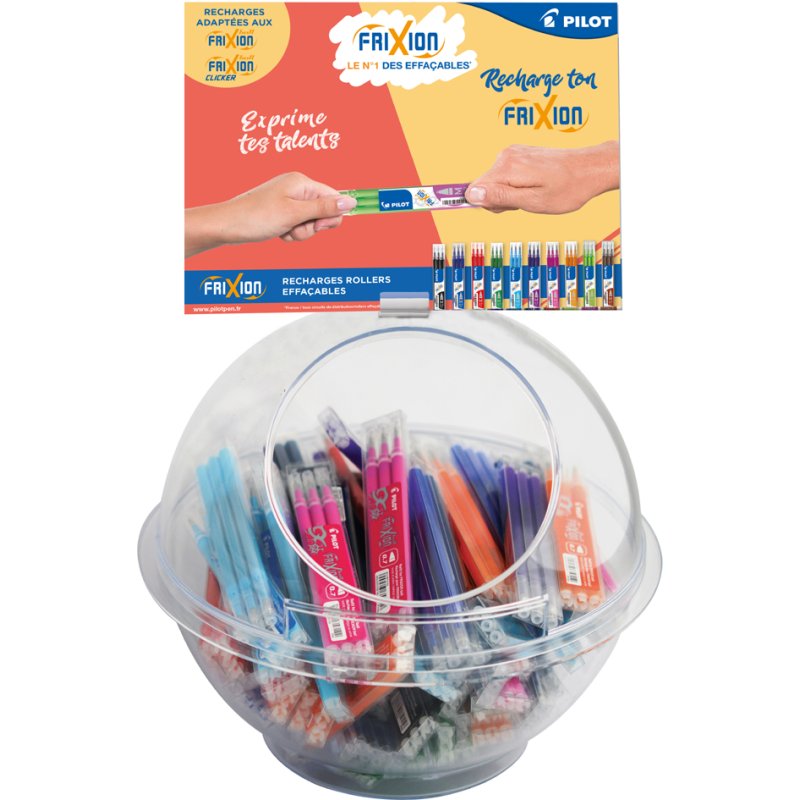 PILOT FRIXION BALL refills for rollerball pen BLS-FR7, 0.35 mm, 108-piece display, assorted colours