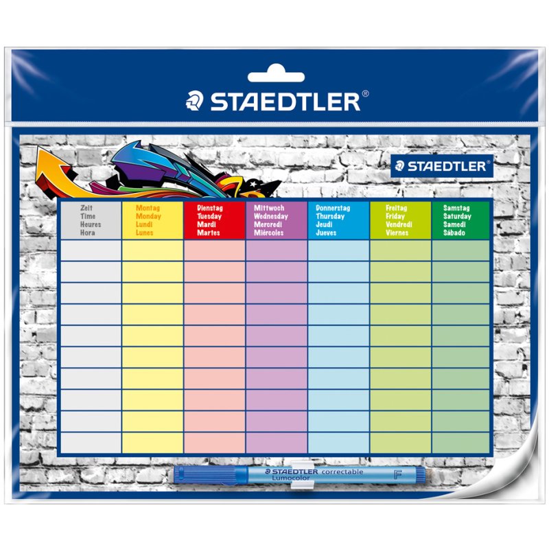 STAEDTLER erasable marker set for timetables, A4 format, self-adhesive, incl. blue marker