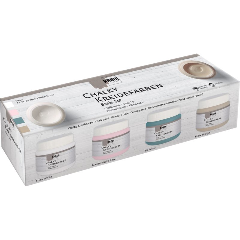 KREUL Chalky chalk paint basic set, 4 x 150 ml, mixed