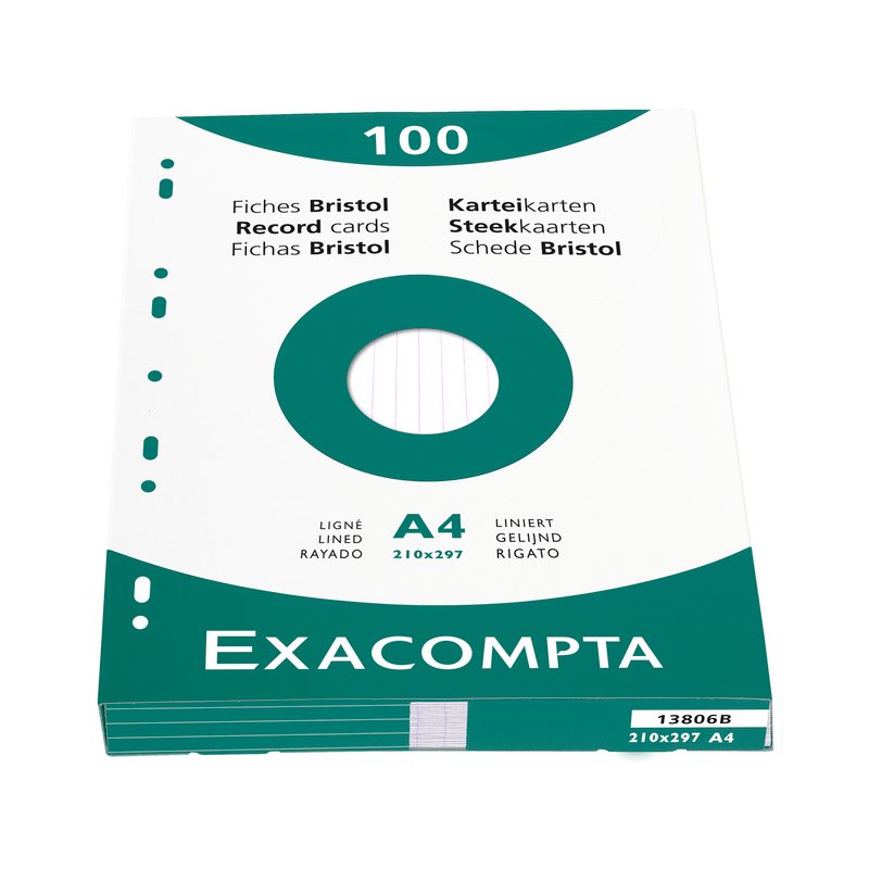 EXACOMPTA systeemkaarten A4, blanco, roze, 100 stuks