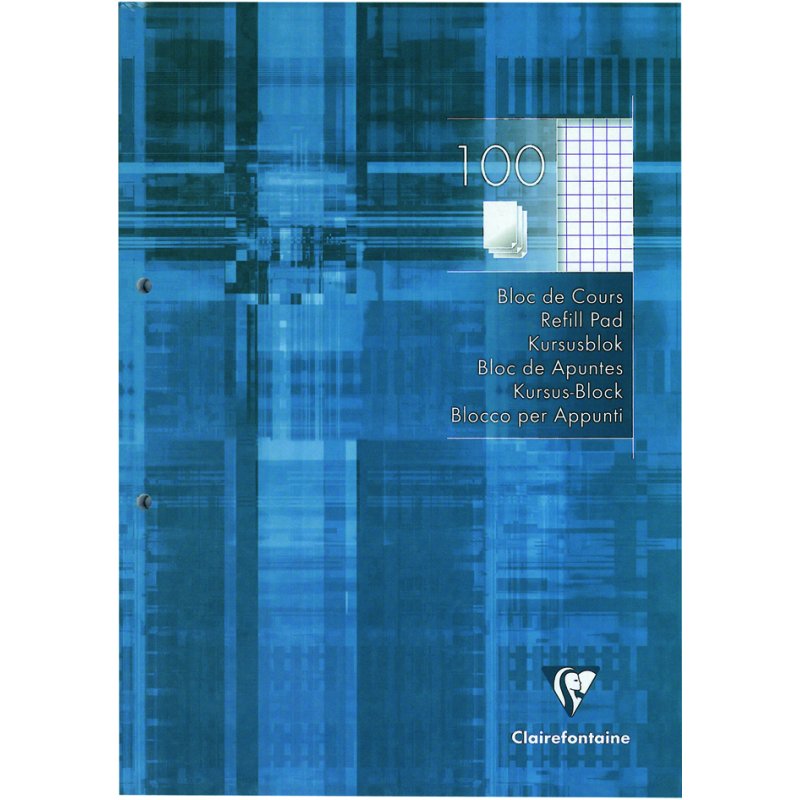 Clairefontaine bloc scolaire A4, quadrillé, bleu clair, 100 feuilles
