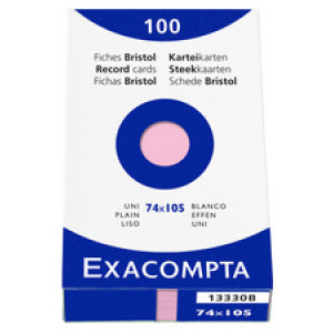 EXACOMPTA indexkaarten A7, geruit, roze, 100 stuks