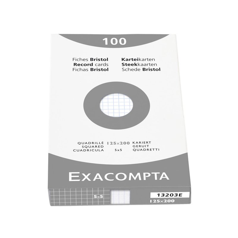 EXACOMPTA systeemkaarten, 125×200 mm, geruit, wit, 100 stuks