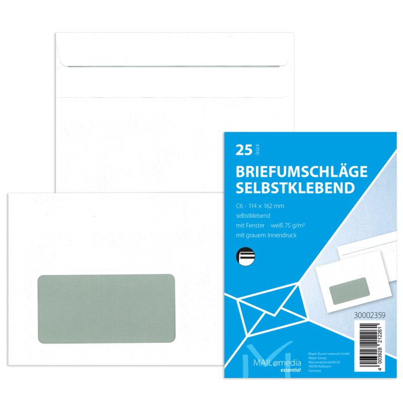 MAILmedia enveloppes DIN Long, blanc avec fenêtre, autocollantes, 100 pièces
