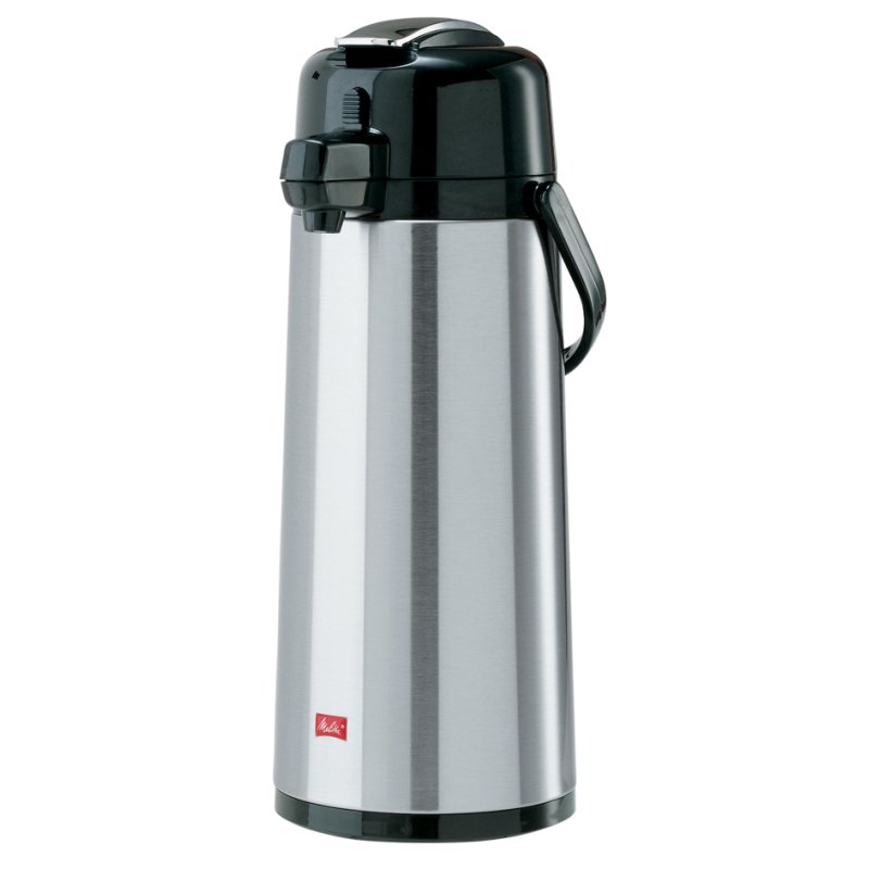 Melitta Cafetière avec système de pompe, argent/noir, acier inoxydable, poignée de transport