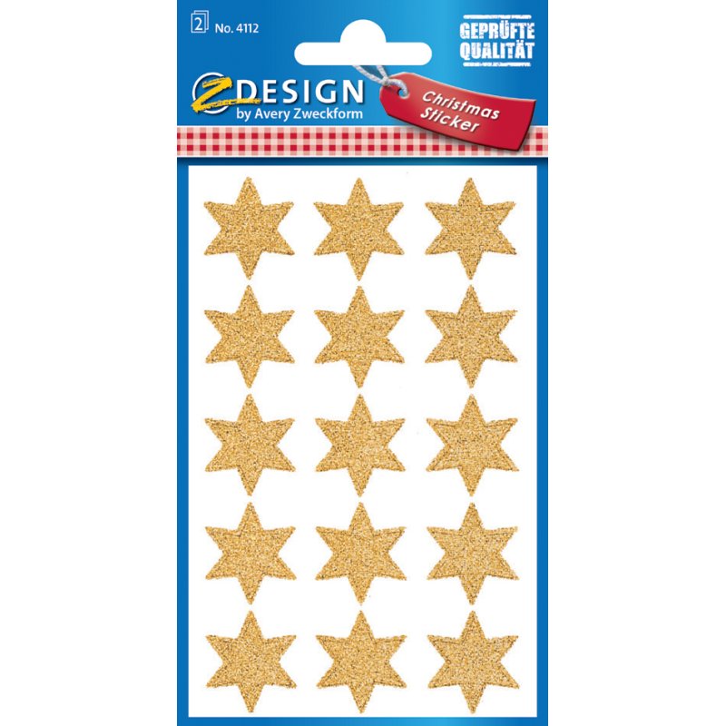 AVERY Zweckform kerststerren-stickers, goud, papier beglitterd, 30 stuks