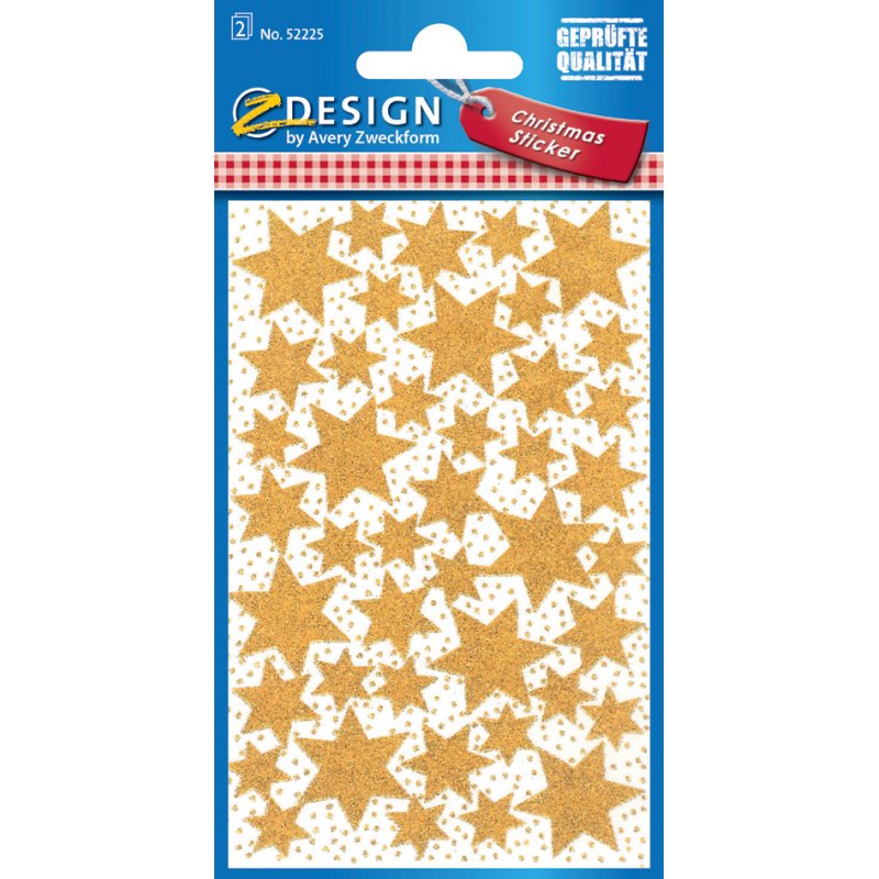 AVERY Zweckform kerststerren-stickers, goud, papier beglitterd, 30 stuks