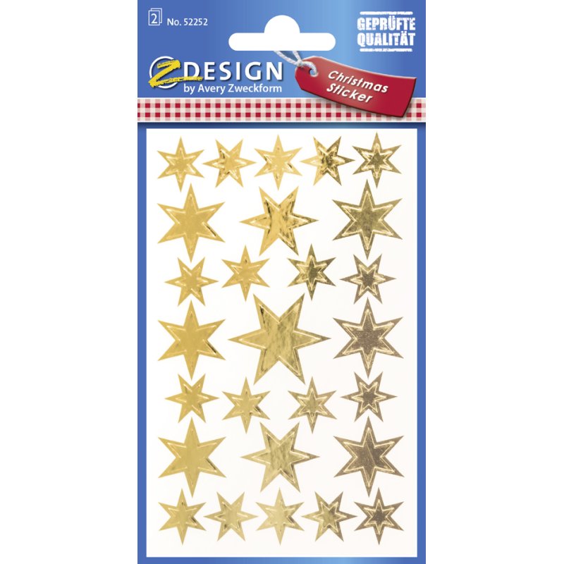 AVERY Zweckform zelfklevende versierstickers Gouden Engel, transparante folie goud, 2 vel
