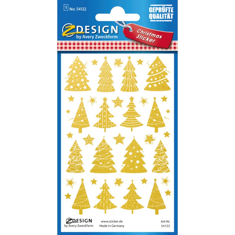 AVERY Zweckform zelfklevende versierstickers Gouden Engel, transparante folie goud, 2 vel