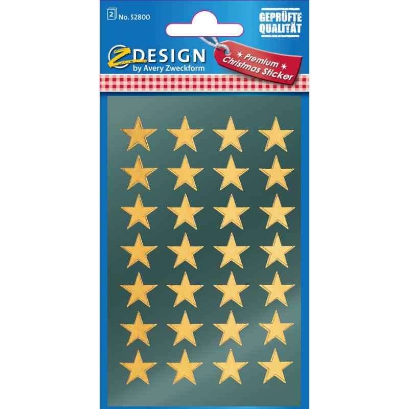 AVERY Zweckform kerststerren-stickers, goud, glanzfolie, 30 stuks