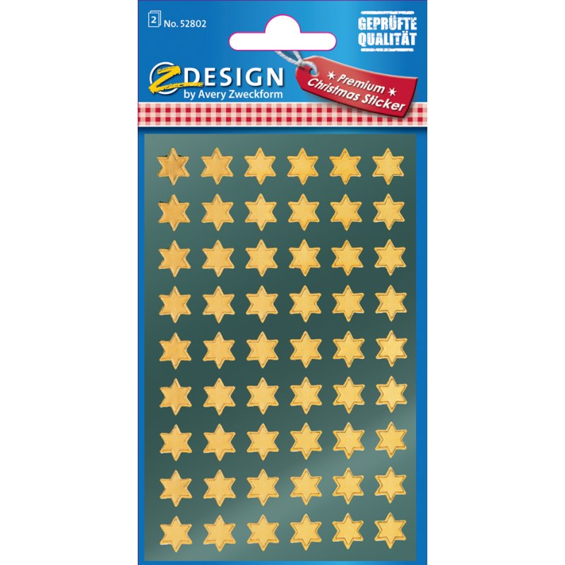 AVERY Zweckform kerststerren-stickers, goud, glanzfolie, 30 stuks