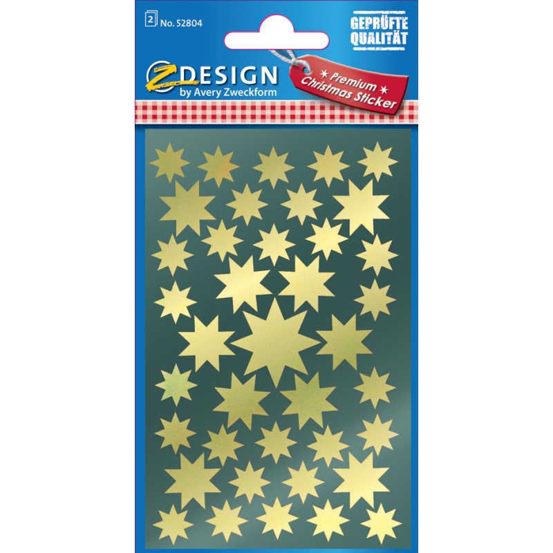 AVERY Zweckform kerststerren-stickers, goud, glanzfolie, 30 stuks