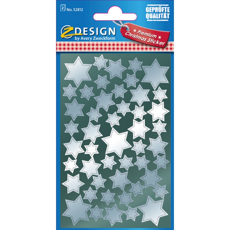 AVERY Zweckform kerststerren-stickers, zilver, glanzfolie, 2 vel à 48 stuks