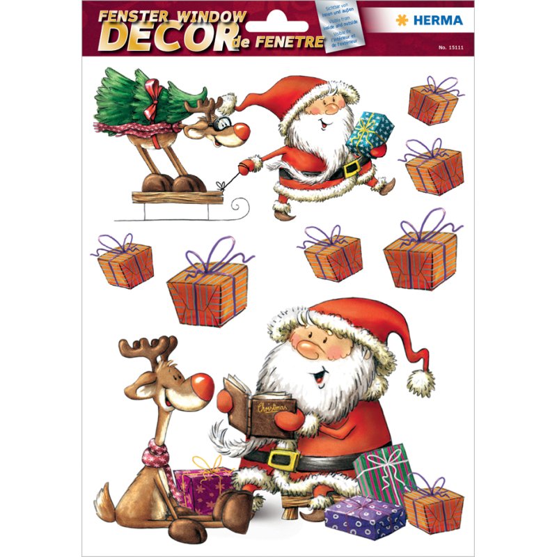 HERMA sticker fenêtre Père Noël joyeux, réutilisable, 210×297 mm, autocollant