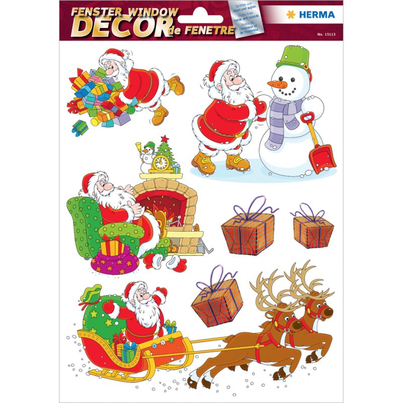 HERMA sticker fenêtre Père Noël joyeux, réutilisable, 210×297 mm, autocollant