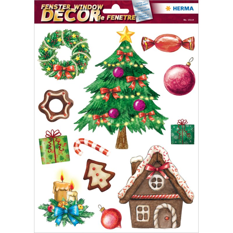 HERMA sticker fenêtre Père Noël joyeux, réutilisable, 210×297 mm, autocollant
