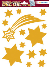 HERMA gouden sterren raamsticker, herbruikbaar, 210×297 mm, 14 stuks