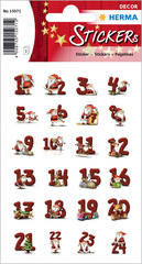 HERMA feestkleverstickers Pepernotengetallen, zelfklevend, genummerd 1-24, 3 vel à 24 stickers