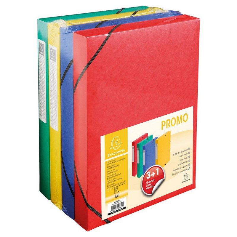EXACOMPTA boîte de rangement, 40 mm, assortiment de couleurs, 4 pièces