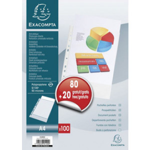 EXACOMPTA documenthoezen A4 PP, transparant genarbd, 50 my, 100 stuks