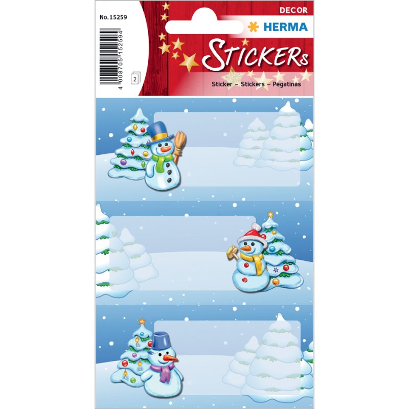 HERMA feuilles d'autocollants Noël Petit Renne, paillettées, 67×20 mm, 2 feuilles à 5 stickers