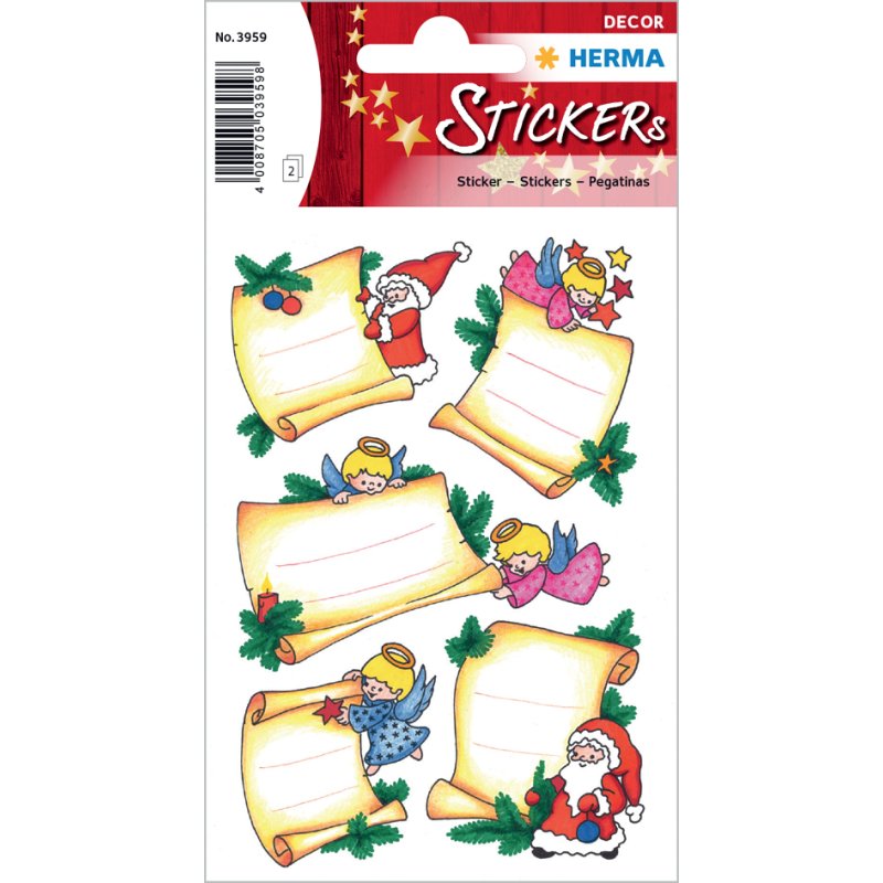 HERMA feuilles d'autocollants Noël Petit Renne, paillettées, 67×20 mm, 2 feuilles à 5 stickers